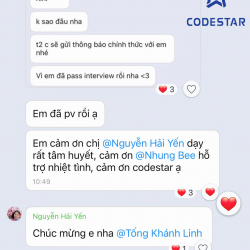 pass pv1 feedback của học viên về khóa học Tester của CodeStar