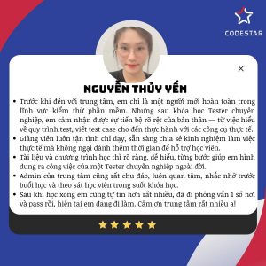 Thủy Yến review khóa học Tester tại CodeStar